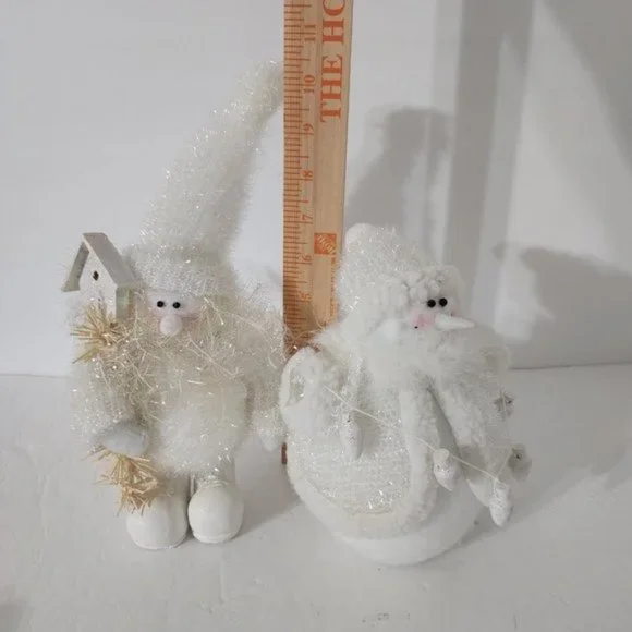 Glittery White Snowman Bundle Of 2 White Glittery Snowman Christmas Décor - Picture 4 of 4